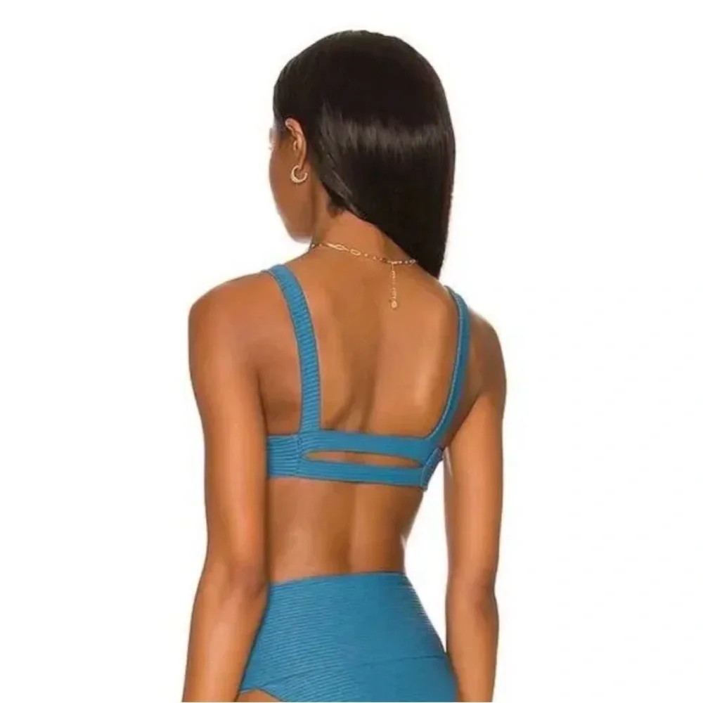 L*Space Jess Oceanside Blue Bikini Top Size L NWT Designer Swimwear